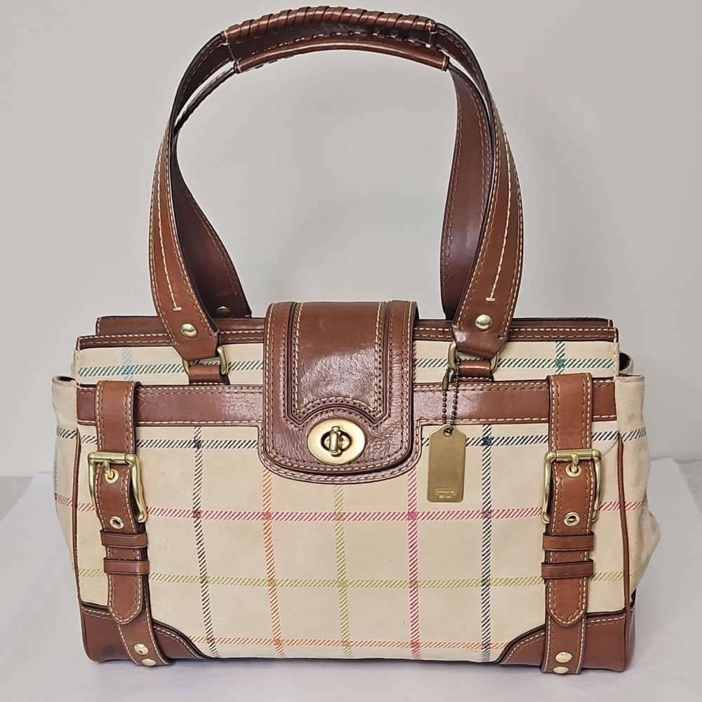 Coach 2010 Released Plaid Leather Handbag